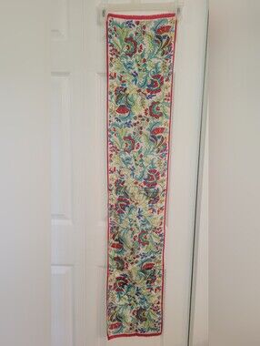 Oscar de la Renta Floral silk scarf in Red, Blue, Green, with thin gold accents